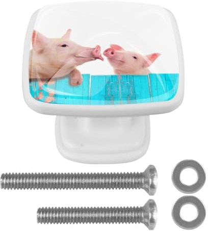 suojapuku Pomello quadrato per mobile, confezione da 4,maiale divertente,Ferramenta per armadietti da cucina per maniglie per cassettiere e cassettiere