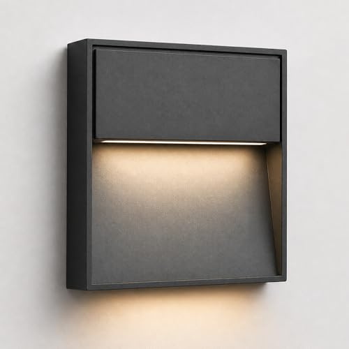 SSC-LUXon ELEVA Treppenspot eckig anthrazit Alu IP54 LED neutralweiß | Eckige Stufenleuchte anthrazit für Treppe, Flur & Hauseingang - neutralweiß, blendfrei, wetterfest IP54, innen & außen
