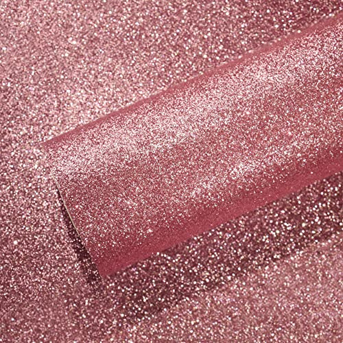 VEELIKE Tapete Glitzer Rosa Glitzerfolie Möbelfolie Glitzer Glitzerpapier Selbstklebende Folie Innenraum Klebefolie Rosa Tapeten Schlafzimmer Deko Wohnzimmer Dekorfolie Schrank 40cm×300cm