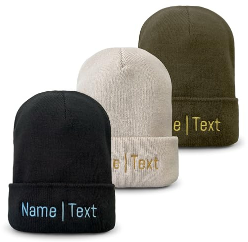 my STITCHERY Mütze mit Namen oder Wunschtext Bestickt - Personalisierte Beanie aus hochwertigem, doppellagigem Strick als außergewöhnliche Geschenkidee