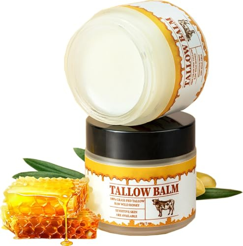 Beef Tallow Cream, Feuchtigkeitscreme Gesicht mit Honig, 2024 Rindertalg Creme Tallow Balm, Rinderfett Gesichtscreme für Damen Hautpflege - Talgbalsam Anti Falten Creme (3pcs)