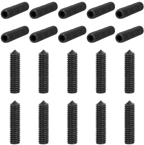 sourcing map Gewindestifte M4 x 20 mm, Karbonstahl, Kegelspitze, Innensechskant, Madenschrauben für Maschinen, Reparaturen zu Hause und Befestigungen, Schwarz, 40 Stück
