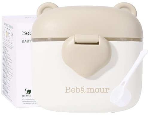Bebamour Baby Milk Powder Dispenser Pot Formula Dispenser for Baby Snack Dispenser,230G Milk Powder,450ML, Bear