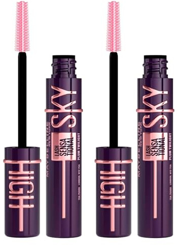 Maybelline New York Sky High Lash Sensational Mascara Volumizing and Lengthening Intense Look Zero Clumps Flexible Brush Color Plum Twilight - 2 Mascaras