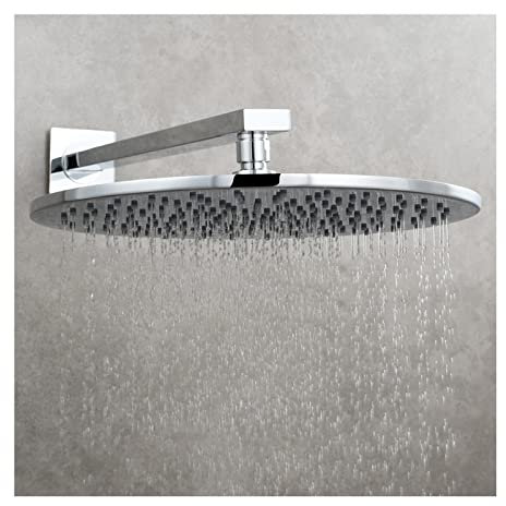 Shower Head Regenduschkopf, Hochdruck-Wasserfall-Duschkopf mit verstellbarem Winkel, runder Regenduschkopf aus Messing, Chrom, 20,3 cm () Shower