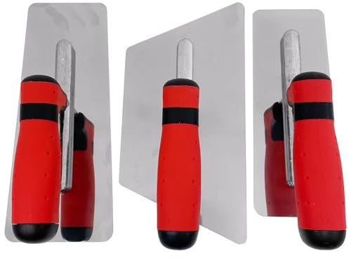 WYXDSDEV Plaster Finishing Trowel Set, 3 Pcs Polished Stainless Steel Knife Thickness 0.7mm with Rubber Handle Paint Plastering Tools (Red)