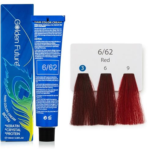 Golden Future Hair Colour Ammonia-free, with Crystal, Keratien, Protien ''Permanent Hair Dye'' (6/62 Red ''100ML'') hair color, hair dye