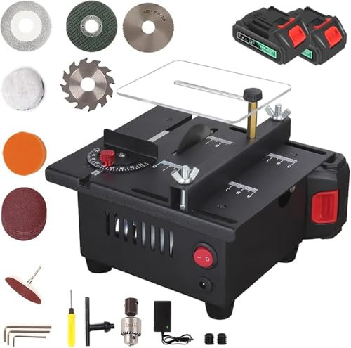 Table Saw,Cordless Mini Electric Table Saw,15000r/min Multi Electric Metal Chop Bench Saws to Cut Wood,Angle Adjustable 16MM Cutting Depth,for PCB Board,Thin Wood Board of