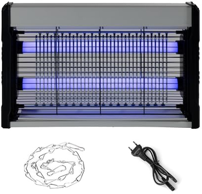 Brindek Lámpara Antimosquitos Eléctrica Enchufable - 20W UV 2900V Doble Cara – Mata Insectos con Luz Ultravioleta, Rejilla de Alta Tensión, Silenciosa y Sin Químicos, para Interiores y Exteriores