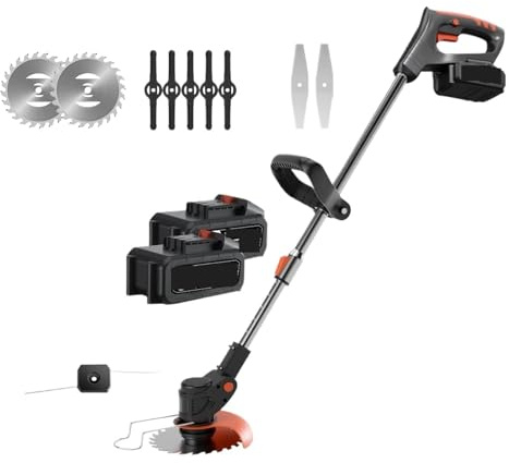 WAFOHSR Tondeuse à Gazon éLectrique Tondeuse À Gazon Électrique sans Fil 500 W 6000PRM Puissante Tondeuse À Gazon Outil De Jardin Réglable avec 2 Batteries 21 V Facile à Utiliser