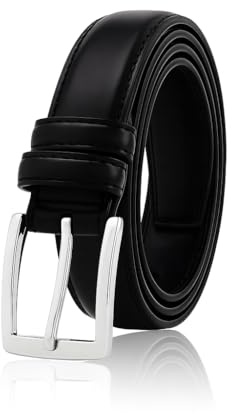 pawpoem Cintura Uomo, Pelle 30mm, Vera Pelle Classica, Cintura Nera Regolabile, Cinture da Uomo Formali e Casual, Accessorio Moda Abiti Cerimonia e Lavoro