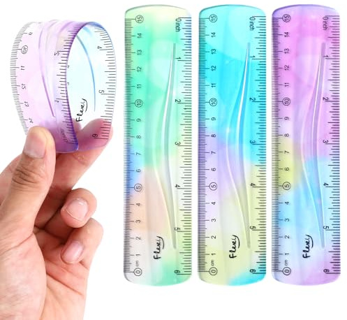 LXUEJIE 3 Stück Lineal Flexibel Set, 15cm Biegbares Bruchsicher Lineal | Leselineal Bunt Ruler Weich Kunststoff-Lineal Straight Edge Ruler für Schule Zuhause Büro