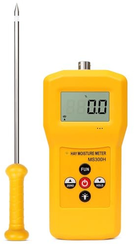 Medidor de humedad de heno portátil MS300H - Probador digital de humedad con sonda para fardos de heno, paja y hierba forrajera