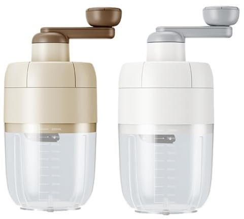 Tidevib Tritaghiaccio manuale con lama in acciaio inossidabile, capacità 1000 ml per ghiaccio rasato, frullati e bevande, portatile per casa, ufficio, viaggi, pentole da cucina albicocca/bianche