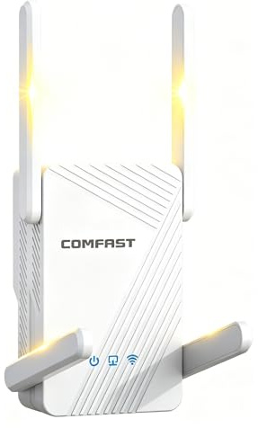 COMFAST WLAN-Verstärker, 3600Mbps WiFi7 Dualband WLAN Repeater mit WPS | 4×5dBi Antennen，MU‑MIMO&OFDMA，Mesh，Repeater/Router/AP‑Modus，WPA3，Signalanzeige，Gute Wärmeabfuhr，Ideal für Zuhause und Büro