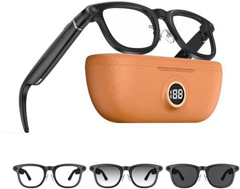 Tulbeys 2026 AI Smart Glasses 4K HD-Kamera, 1200P Camera Brille mit Videoaufzeichnung, Simultanübersetzung/GPT-Objektidentifizierung, Photochromic Lenses, Inklusive 3600-mAh-Ladecase