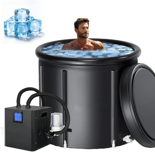 Kallplungbadkar Med Vattenkyld, 1/3 HP Isbadkylningskit Med Pump Och Filter, 148 Gal Isolerad Ispod För Kallvattenterapi, Återhämtning För Idrottare, Hem- Och Utomhusbruk