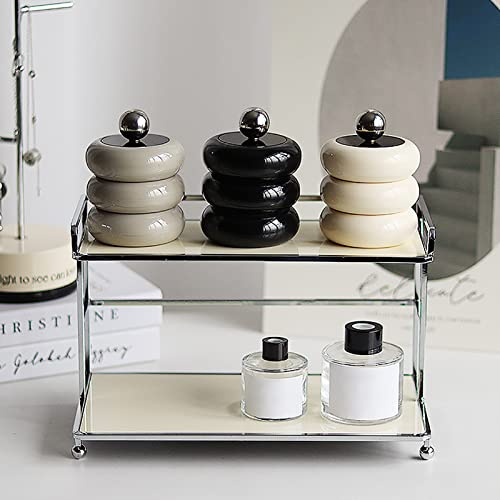 Greensen Soporte Qtip de Estilo Nórdico, Contenedor de Hisopo de Algodón de Resina con Tapa Acrílica y Bola de Acero Inoxidable, Almacenamiento de Escritorio Recargable para Baño, Tocador, (Negro
