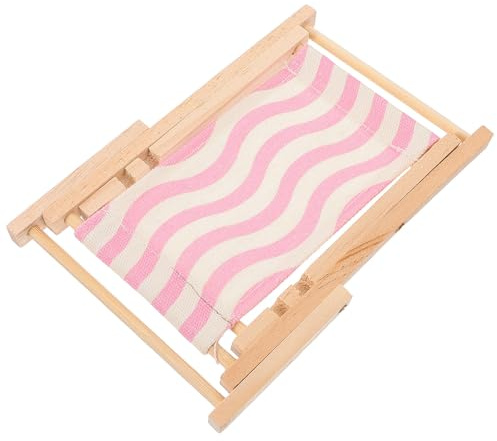 HEMOTON Soporte para teléfono móvil Soporte de Base Soporte Decorativo con Forma de Silla de Playa para Oficina y Leer Mensajes Estilo Simple Negro Madera Canvas Varios Estilos