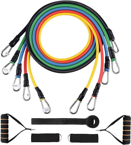 Himaly Resistance Bands Set, 5pcs Exercise Bands with Handles, 100 LBS Tension, Home Use Gym Equipment for Strength Training, Yoga, Pilates, Travel