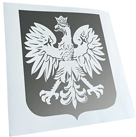 Kiwistar - Autoaufkleber - Polen Wappen - silber - 11,7x10cm - Heckscheibe Auto Aufkleber wetterfest für Kfz LKW Mofa Truck - Sticker außen selbstklebend Tuning Zubehör für Fenster Fahrzeug Scheibe