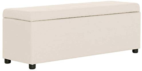vidaXL Bank mit Staufach 116 cm Creme Polyester