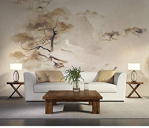 Tv Background Wallpaper Chinese Ink Mountain Woodland Wallpaper Zen Tea House Bedroom Living Room Tv Background Wallpaper Wall Coveringwallpaper Living Room for Bedroom-250Cm×170Cm