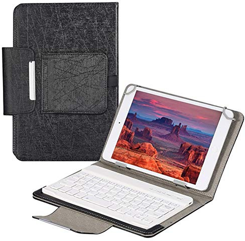 QYiD Funda con Teclado Universal para 7-8 Pulgadas Tablet, Carcasa Delgada con Teclado Bluetooth para 7-8 Pulgadas Tablet (Samsung Tab, iPad Mini, Fire 7-8,Lenovo Tab E7 7,MediaPad M5 Lite 8), Negro