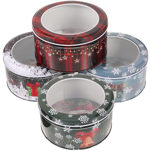 Cabilock 4stücke Keksdose Weihnachten Plätzchendose: Metall Blechdose Mit Deckel Weihnachtskekse Groß Plätzchendose Weihnachten Cookie Jar Weihnachtsdosen Für Kekse