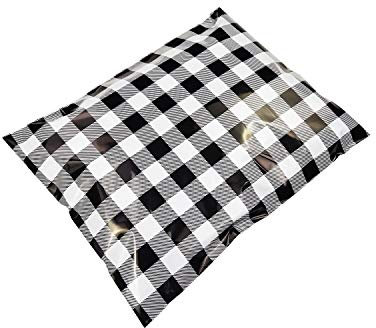 QSCTYG Versandbeutel 50 stücke Schwarz-Weiß-Gitter Handliche Kurier-Tasche gedruckt Poly-Verpackungsumschläge mit Selbstsiegel-Kurier-Speicher-Mails Packag-Taschen 447 (Color : 26x37cm B)