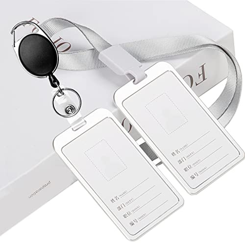 5MLGgoods Ausweishalter aus Metall für Damen und Herren, Aluminium, einziehbar, mit Clip-Lanyards (Silber, 2 Stück)