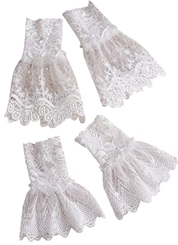 Elegtiskas Short Lace Gloves Fingerless Wrist Lace Cuffs for Driving Wedding Bridal Prom Gloves for Women Girls
