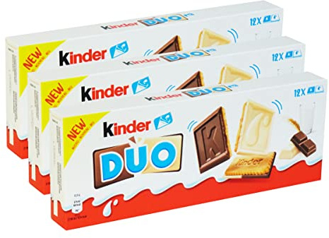 Ferrero Special - Kinder Duo Biscotto Ricoperto di Cioccolato a Latte e Bianco [3 Confezioni da 150 g] - Novita 2022