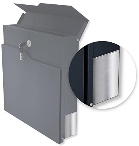 Metzler® Briefkasten Abdeckung für Zeitungsfach mit beidseitiger Nutzung und Selbstklebender Montage Edelstahl V2A anthrazit witterungsbeständig langlebig passgenau für viele Modelle