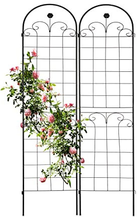 Relaxdays Rankgitter, 2er Set, 180 x 50 x 1,5 cm, Metall, Rankhilfe für Kletterpflanzen, freistehend, zum Stecken, schwarz