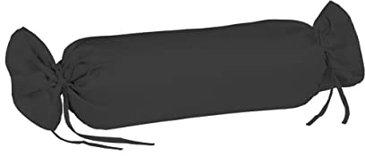 sleepling Satin Kissenbezug, Kissenhülle Nackenrolle aus 100% seidig weicher Baumwolle, Bezug Zierkissen, 60 Grad, Ökotex 100, Made in EU, 15 x 40 cm, anthrazit