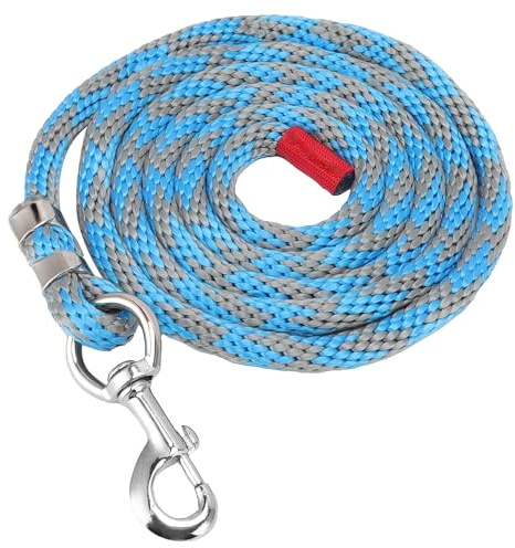 Führstrick mit Panikhaken für Pferd, 4m/13 Fuß Langes Führstrick für Pferde, Strapazierfähiges Schweres Führstrick aus Nylonlegierung für Pferde, Vieh Training und Spielzeit(Grau Blau)