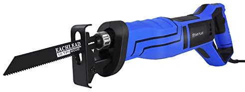 Sierra de sable universal, 28 mm, 900 W, velocidad variable de 0-2800 RPM, 5 hojas de sierra sable, 2 escobillas de carbón, cambio de hoja de sierra sin herramientas) para madera, perfiles de aluminio