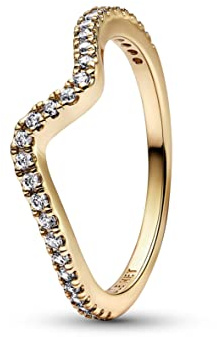 Pandora Timeless Ring Welle, 14-karätig vergoldet, mit klarem Cubic Zirkonia
