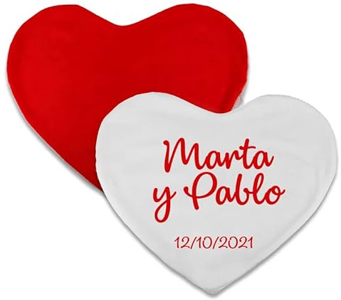 Genérico Cojín Corazón Personalizado con Nombres y Fecha Regalo San Valentin