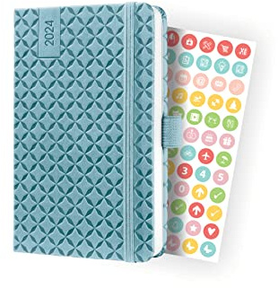 SIGEL J4112 Wochenkalender Jolie 2024, ca. A6, hellblau, Hardcover, Gummiband, Stiftschlaufe, Einstecktasche, 174 Seiten, aus nachhaltigem Papier, Terminplaner