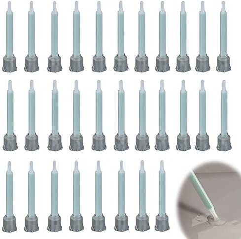 XCSJ 30PCS Statikmischer Mischerdüsen 1:1 Mischdüsen Statikmischer Mischdüse Mixtülle Mischerspitzen Kunststoffkleber für Rohrstrom Reorganisationsbewegungsmischen Verwendet Werden Können