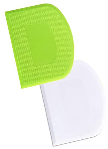 CHAMEEN Dough Scraper Card Dough Scraper Card Plastic Bowl Scraper Dough Plastic Scraper for Pastry Pizza Bread Dough Cake 2 Pieces Green White