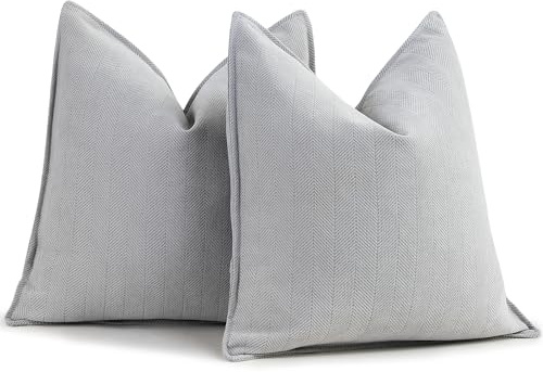 ZWJD Hell Grau Kissenbezug 50x50 2er Set Chenille Kissenbezüge Sofakissen Kissenhüllen mit elegantem Design, weiche und luxuriöse dekorative Dekokissen für Couch, Bett und Heimdekoration