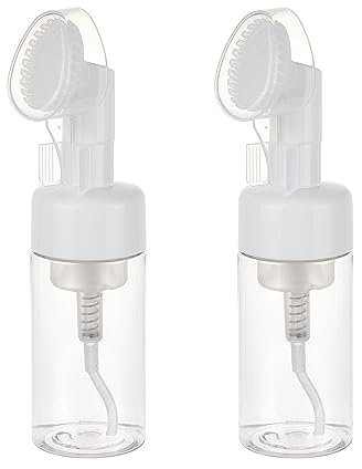 Bouteille en Mousse NICENEEDED 100ML avec Brosse, Distributeur de Pompe Nettoyant pour Le Visage avec Tête de Brosse Propre de Massage en Mousse de Silicone, Distributeurs de Liquide de Voyage