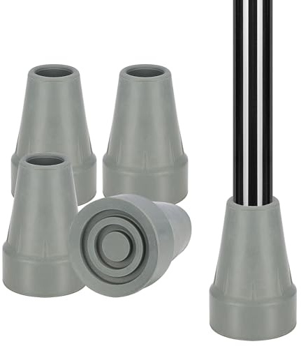 supregear 4er-Pack Krücken Gummi, 7/8 Zoll (22 mm) Schwere Dicke Gummihülsen, Gummifüße für Krücken, Rutschfeste Gehstock Gummipuffer für Gehstöcke, Krücken und Wanderstöcke, Grau