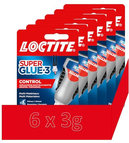 Super Lim 3 Control, superkraftfullt direktlim med kontrollerat flöde, universellt lim för de flesta material, flytande lim i en stötsäker flaska på 6 x 3 g