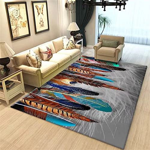 RUGMRZ Balkon Teppich Wasserfest Fleckerlteppich Bunte Feder Druck Design Schlafzimmer Teppich ist weich und bequem ohne Verformung Home Teppich Outdoor 180X280CM