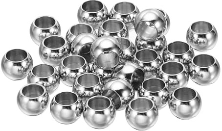 PATIKIL Smooth Round Spacer Beads, 50 Pcs 8mm OD 5mm ID 304 Stainless Steel Loose Balls Spacers Metallic Seamless Ball Beads for DIY Bracelet Necklace Earring Jewelry Making, Silver
