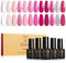 ROSALIND UV Nagellack Set Rosa,12 Farben Weiß Hellrosa Nude Neon Rosa Dunkelrosa Gel Nagellack, Frühling Sommer Valentinstag Soak Off Pink Farbgel für Gelnägel Maniküre